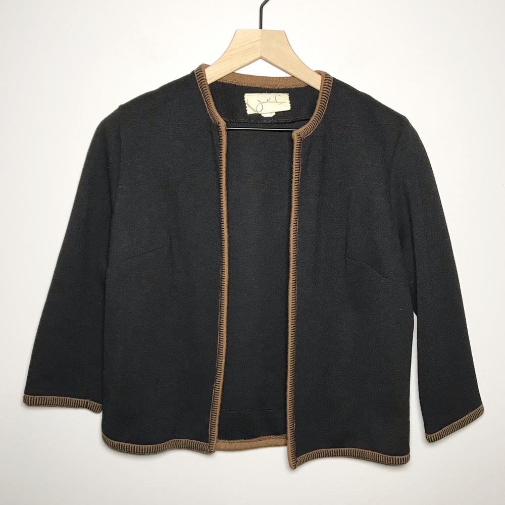 Vtg Jonathan Logan 3/4 Sleeve Open Front Blazer